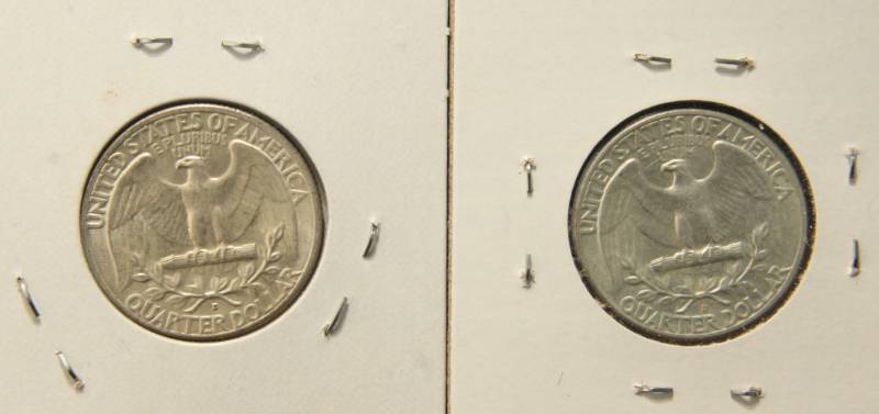 2 UNCIRCULATED WASHINGTON SILVER QUARTERS 1958-D & 1959-D