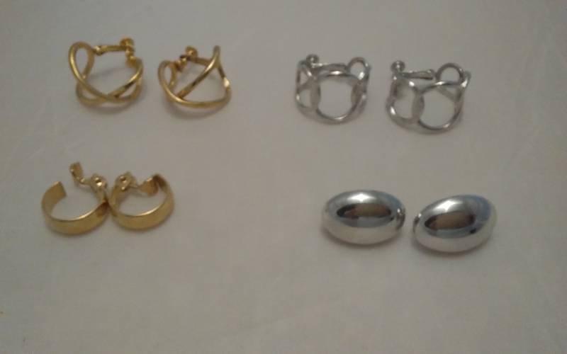4-Pair Clip-OnScrew Back Earrings