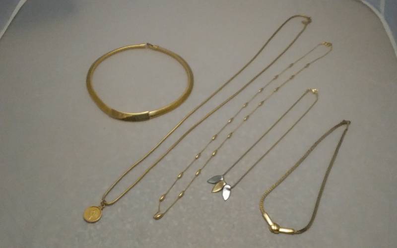 5-Assorted Gold Tone Necklaces