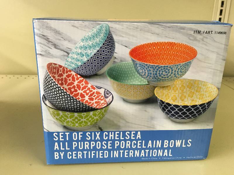 lot 557 image: 6PC Porcelain Pattern Bowls, Retail $16.99