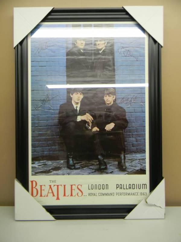 lot 2 image: THE BEATLES LONDON PALADIUM COMMAND PERFORMANCE 1963 FRAMED PICTURE - APPROX 28 BY 40 - NICE  - SEE PICTURES
