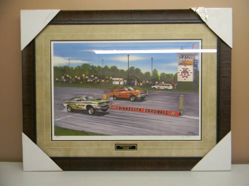 lot 9 image: MINNESOTA DRAGWAYS PICTURE FRAMED - 84599  NEW IMAGE APPROX 30 BY 19 - NEW WITH HIGH DOLLAR FRAME TIM FREDERICK ARTIST - SEE PICTURES