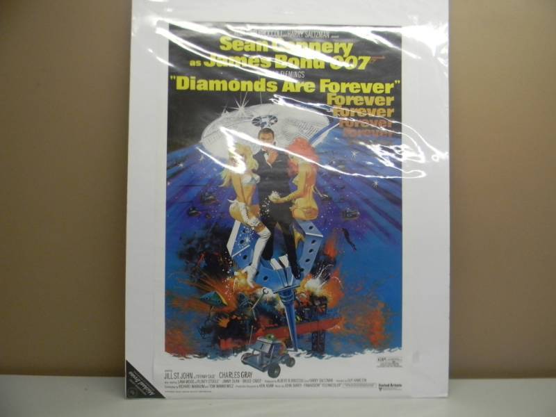 lot 12 image: DIAMONDS ARE FOREVER JAMES BOND 007 MOVIE POSTER APPROX 24 BY 35 - SEE PICTURES