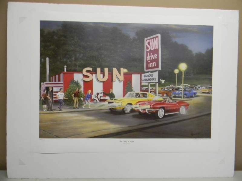 lot 19 image: SUN DRIVE IN - 1969 PRINT - NEW - #202 OF 1000 - ART ANDERSON - APPROX 30 BY 20 - SEE PICTURES