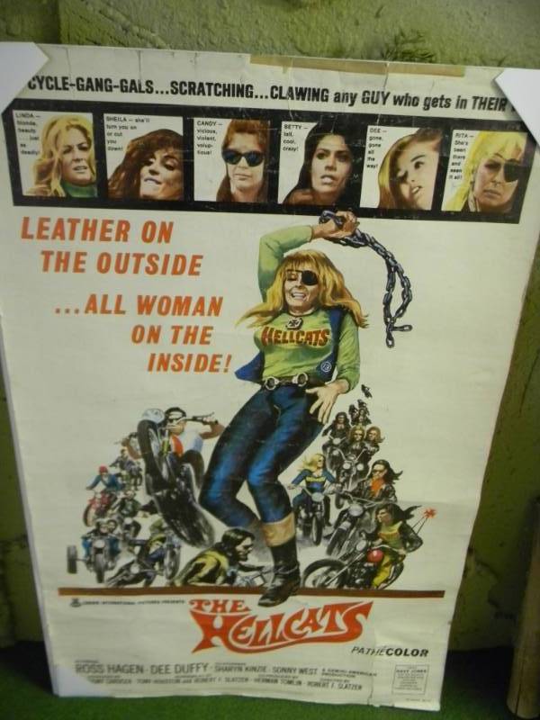 lot 24 image: HELLCATS ORIGINAL MOVIE POSTER - LARGE APPROX 40 BY 60 - STILL A VERY GOOD DISPLAY PIECE SOME WEAR & TEAR - SEE PICTURES