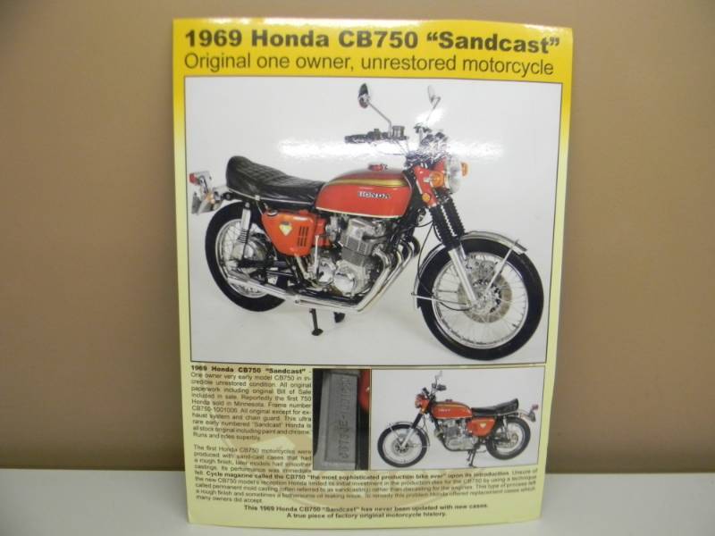 lot 37 image: VINTAGE 1969 HONDA CB750 SANDCAST ADVERTISING POSTER ON HARDBOARD - NICE COLLECTIBLE - APPROX 18 BY 24 - SEE PICTURES