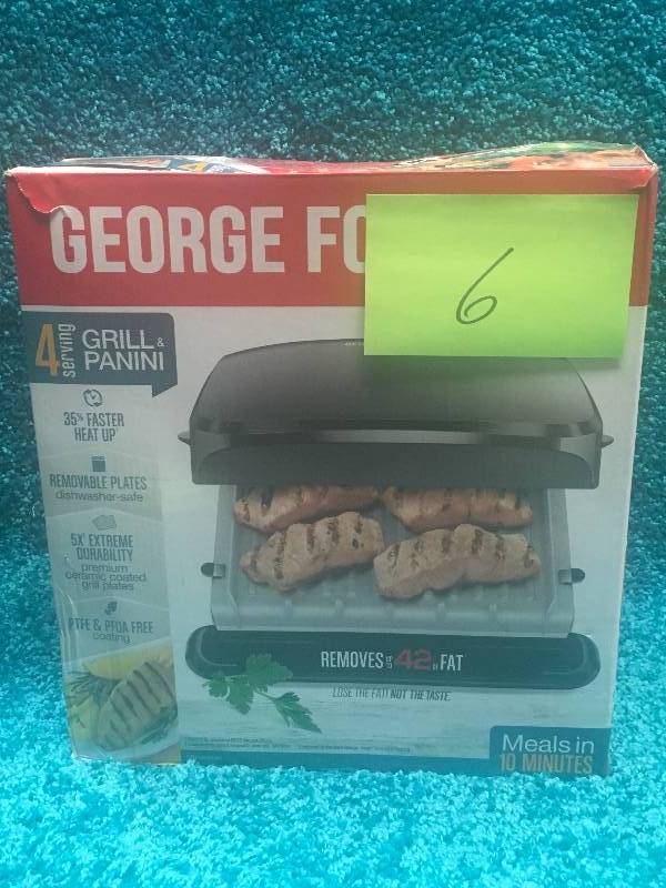 lot 6 image: George Foreman 4-Serving Removable Plate Indoor Grill
