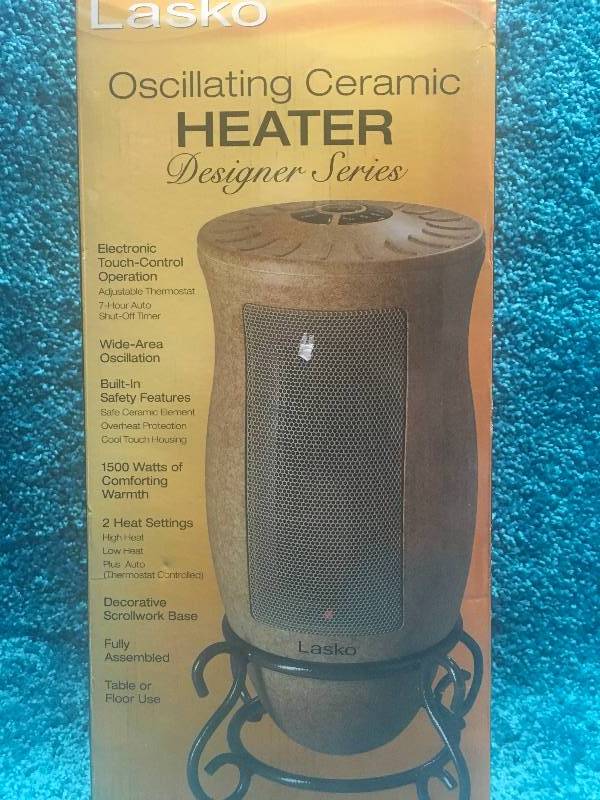 lot 18 image: Lasko Designer Series 1500-Watt Ceramic Electric Portable Heater in good working condition