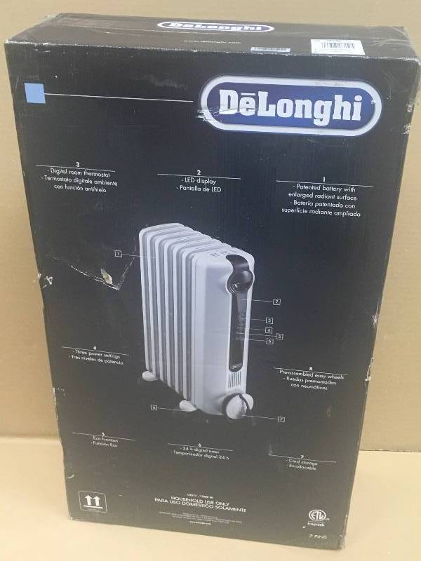 lot 21 image: DeLonghi 1,500-Watt Radia S ECO Radiant Portable Heater in good working condition