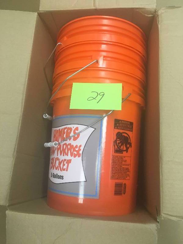 lot 29 image: CASE OF 3 The Home Depot 5 Gal. Homer Bucket new