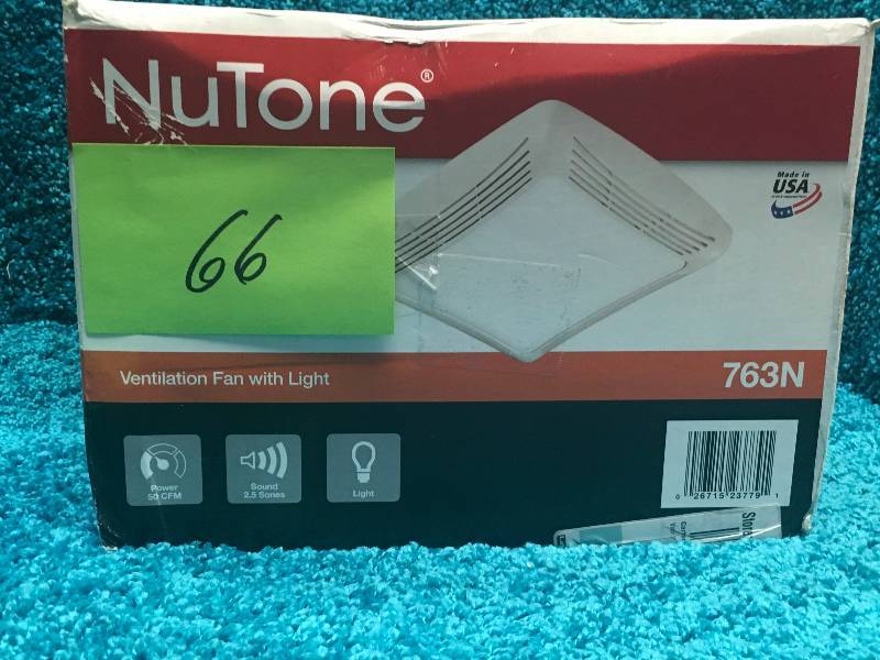 lot 66 image: NuTone 50 CFM Ceiling Bathroom Exhaust Fan with Light in good working condition