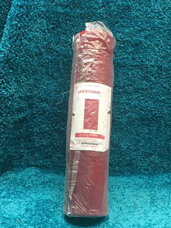 lot 68 image: Ottomanson Ottohome Collection Carpet Solid Hallway Runner Rug with Non-Slip Rubber Backing, Red, 11 X 12 new
