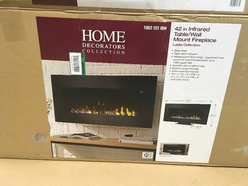 lot 81 image: Home Decorators Collection 42 in. Infrared Wall Mount Electric Fireplace in good working condition