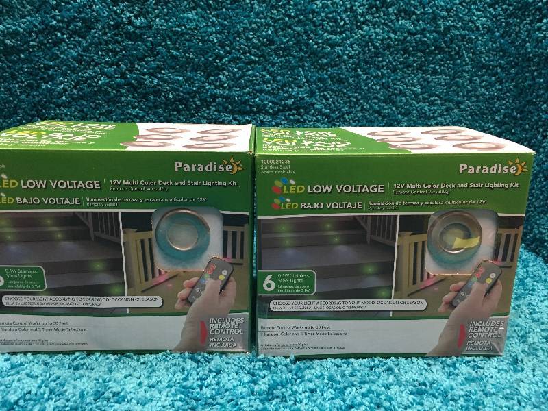lot 100 image: Paradise Stainless Steel Multi Color LED Deck Light Kit 6-Pack with remote LOT OF 2
