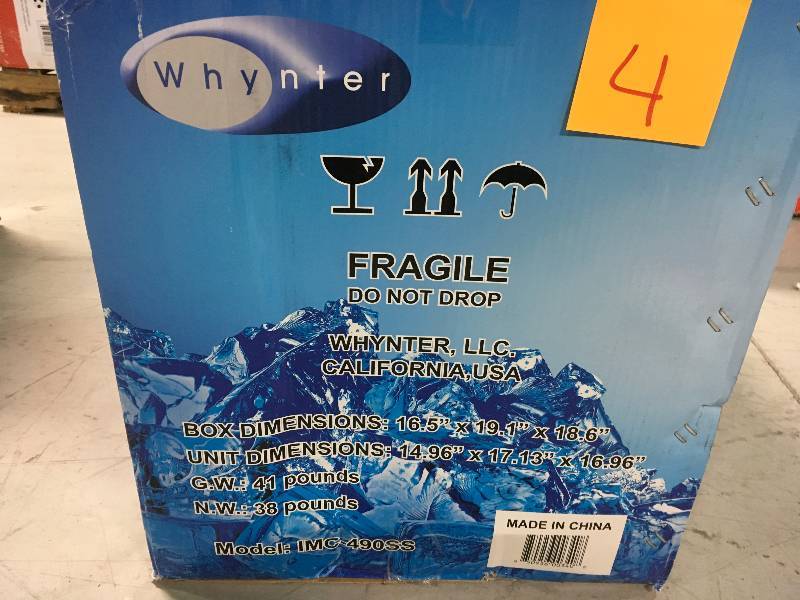 lot 4 image: Whynter - Portable Ice Maker 49 lb Capacity - Stainless steel in good working condition