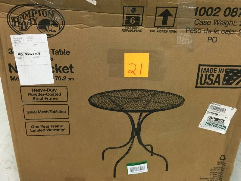 lot 21 image: Hampton Bay Nantucket Round Metal Outdoor Bistro Table nt used
