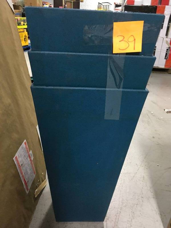 lot 39 image: Tierra Verde Sonata 14 in. x 28 in. Teal Rubber Self-Watering Planter LOT OF 3 not used