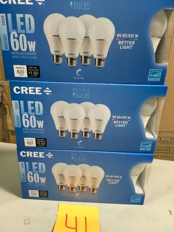 lot 41 image: LOT OF 3 Philips 60-Watt Equivalent A19 LED Light Bulb Soft White (4-Pack) not used