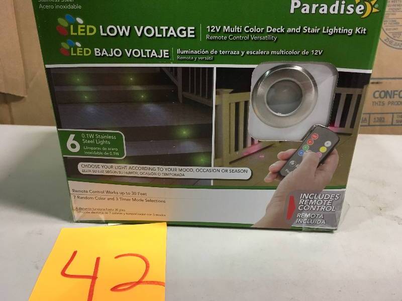 lot 42 image: Paradise Stainless Steel Multi Color LED Deck Light Kit (6-Pack) not used