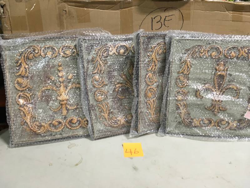 lot 46 image: Litton Lane Iron Whitewashed Brown Fleur-de-Lis Metal Works (Set of 4) not used