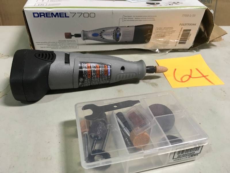 lot 64 image: Dremel 7.2V Cordless MultiPro Tool Kits F0137700AK in good working condition
