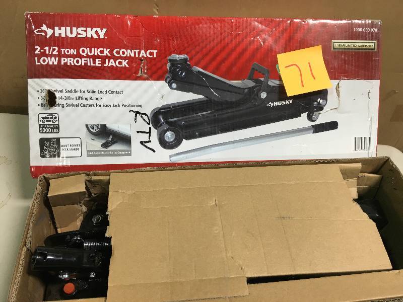 lot 71 image: Husky 2-12-Ton 5,000 lb. Low Profile Jack not used