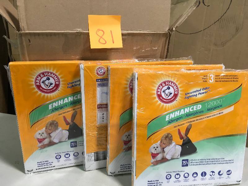 lot 81 image: 12 in. x 12 in. x 1 in. Enhanced Odor Allergen and Pet Dander Control FPR 6-Pleated Air Filter LOT OF 4 not used