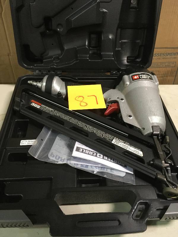 lot 87 image: Porter-Cable 15-Gauge Pneumatic 2-12 in. Angled Nailer Kit in good working condition