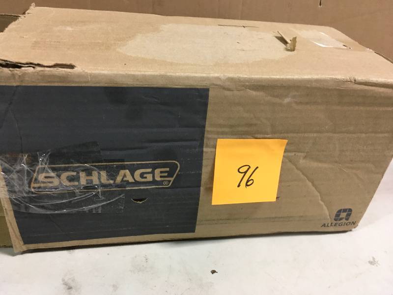 lot 96 image: Schlage Camelot Satin Nickel Keypad Electronic Deadbolt and Accent Door Lever not used