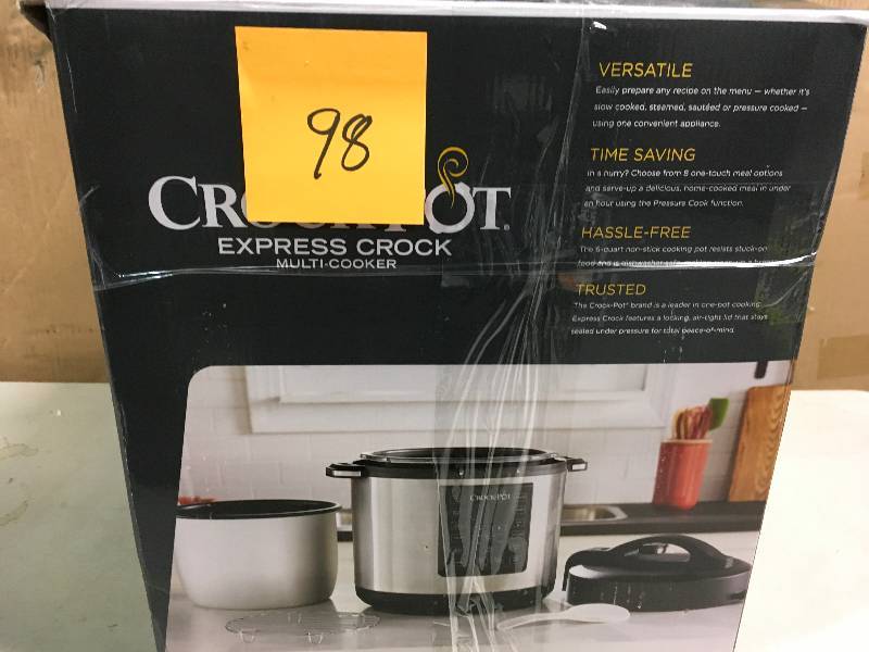 lot 98 image: Crock-Pot Express Programmable Multi-Cooker Stainless Steel not used