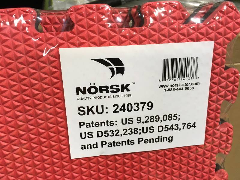 lot 100 image: Norsk BlackRed 24 in. x 24 in. x 0.79 in. Foam Reversible Interlocking Floor Mat (4-Pack) new