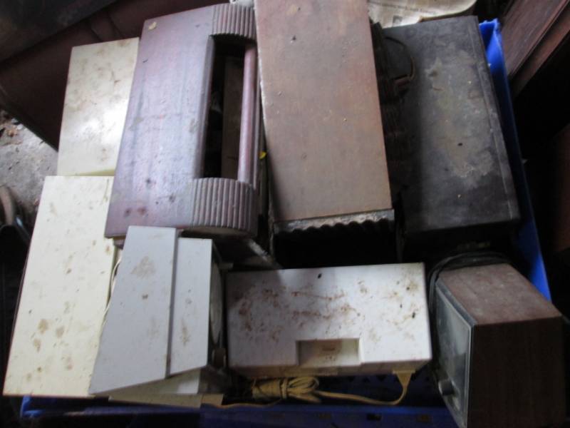 lot 152 image: Bin of radios some are whole, some ...