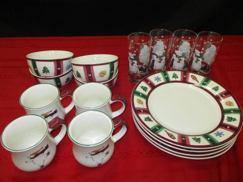 lot 8 image: Multiple festive dishes, mugs, glasses