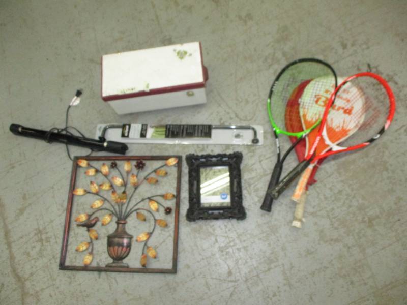 lot 73 image: House decoration and tennis rackets