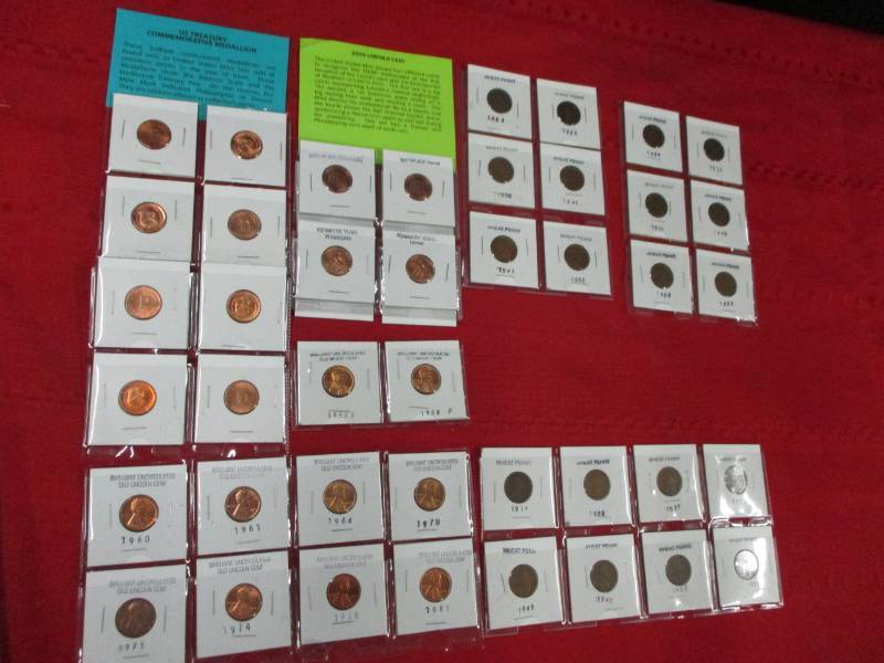 lot 120 image: 46-Wheat and Commemorative Pennies