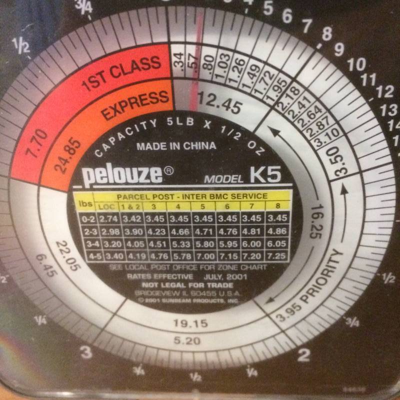 lot 41 image: PELOUZE K5 5LB CAPACITY RADIAL DIAL MECHANICAL PACKAGE SCALE 4-12X4 PLATFORM