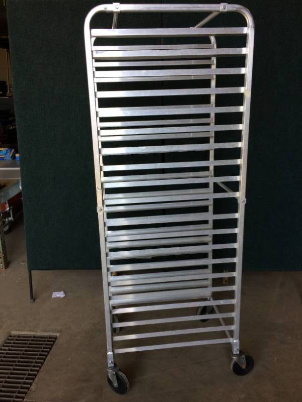 lot 55 image: ALUMINUM FULL HEIGHT TIER SHEETBUN PAN RACK wWHEELS