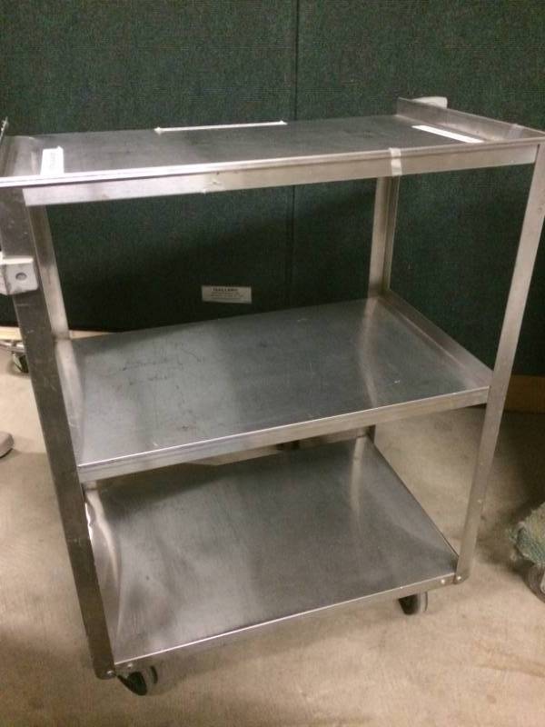 lot 15 image: Stainless Steel Mobile Medical Lab Utility Stock Equipment Treatment Cart Trolley