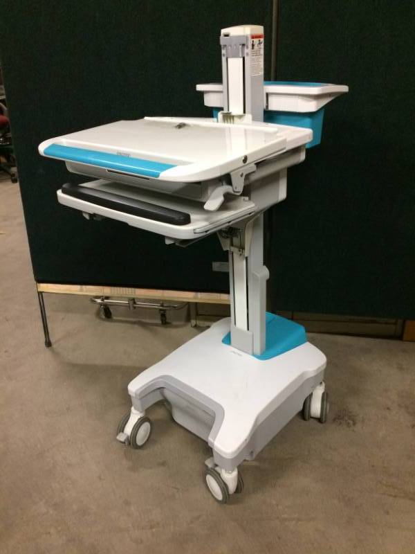lot 38 image: WOW MSRP $3500 Ergotron Mobile Monitor Mount Stand Up Laptop Computer Desk WORKSTATION COW - GREAT CONDITION