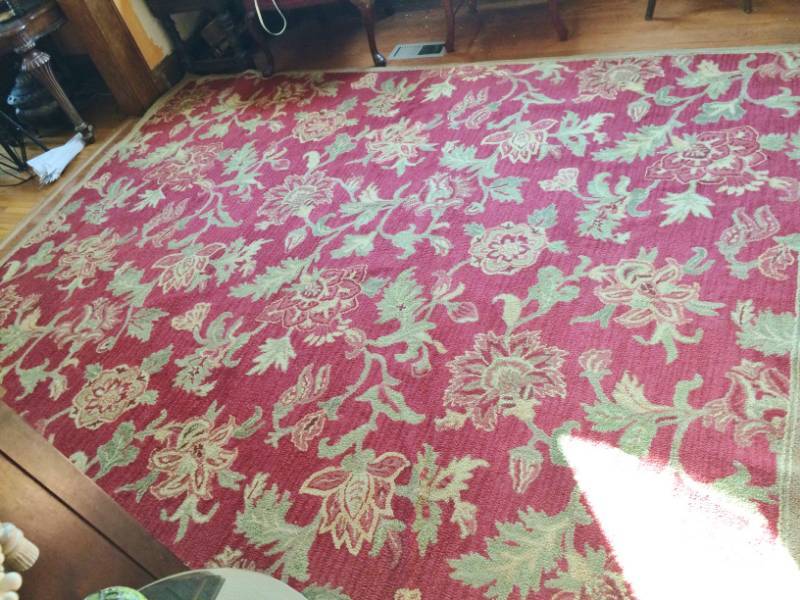 lot 15 image: WOW MSRP $1500 Gorgeous Large Pottery Barn 8 x 10&nbspPalampore Rug Red Floral Designs - Excellent Clean Condition - Little To No Wear - Color Varies With Light