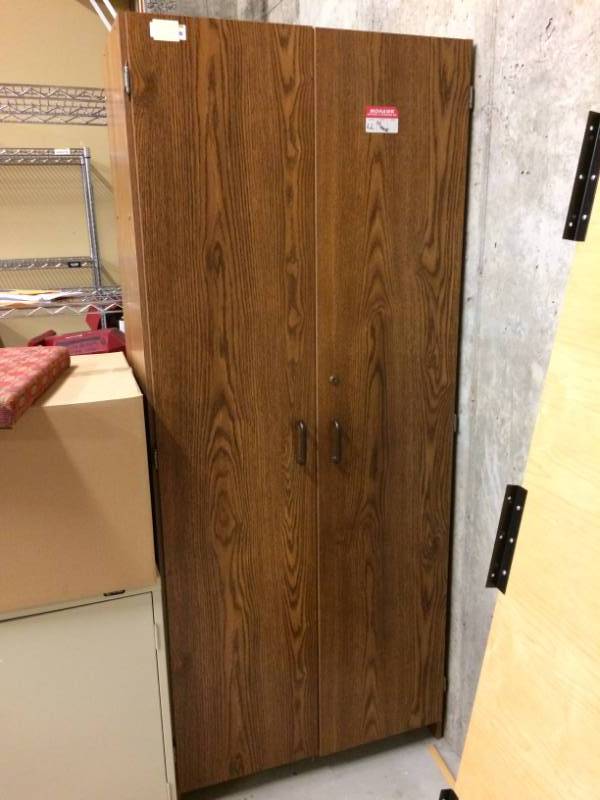 Dark Wood Wooden Storage Cabinet With Multi Level Shelves - Great Condition