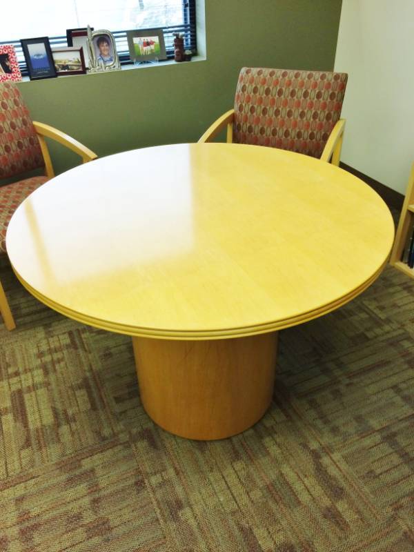High Quality OFS Wood Pedestal Small Conference Table - Great Condition