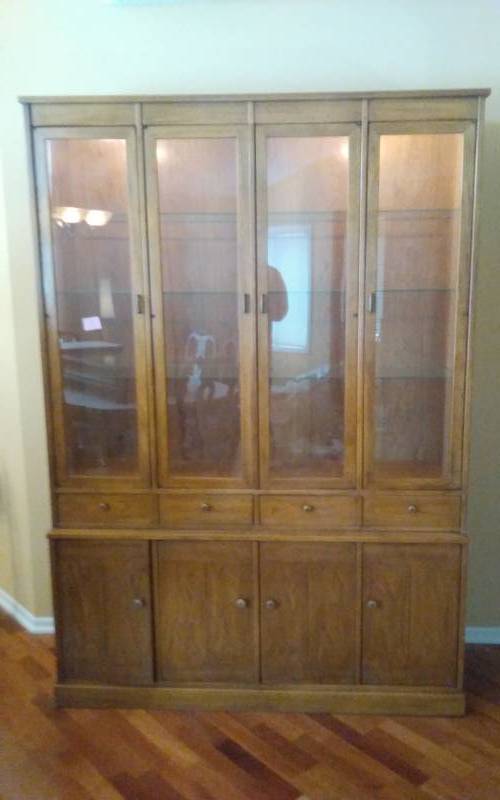 lot 3 image: Benchcraft By Drexel 2-Piece Lighted Hutch
