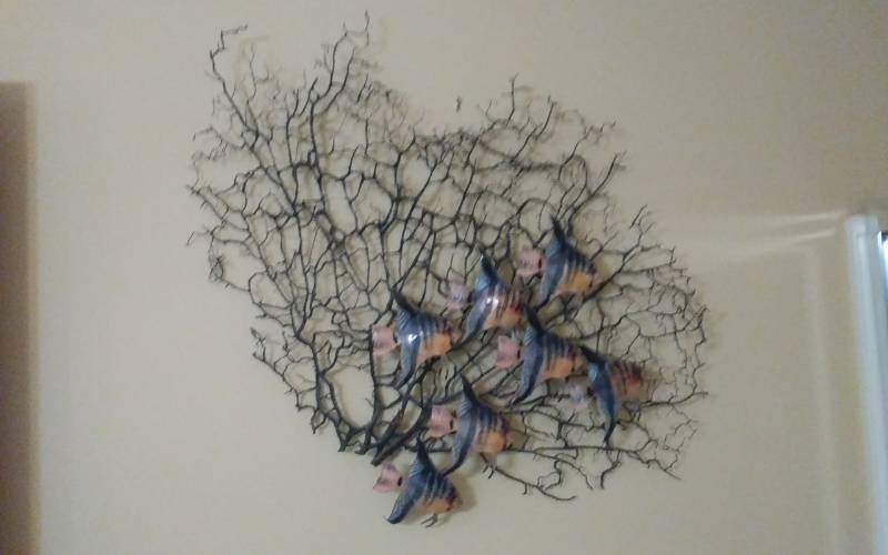 lot 12 image: Coral Sculpture With Copper Fish (28x28)