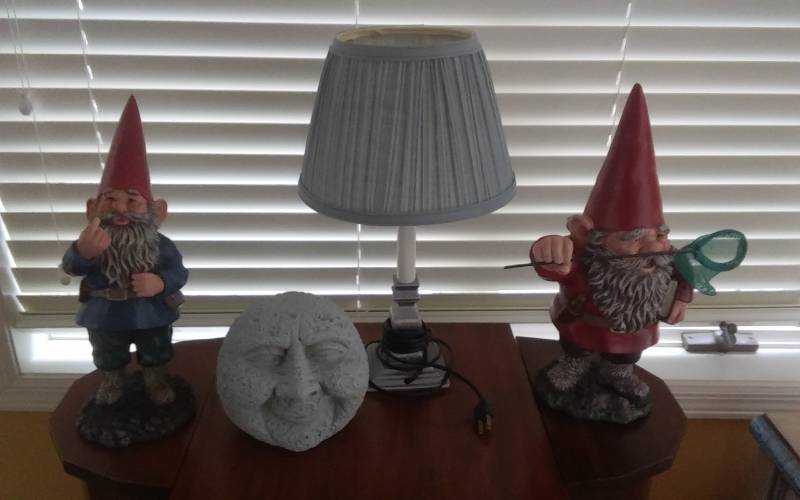 lot 36 image: 2-Gnomes, 1-Lamp, 1-Man In The Moon
