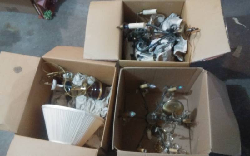 lot 57 image: 3-Assorted Hanging Light FixturesChandeliers