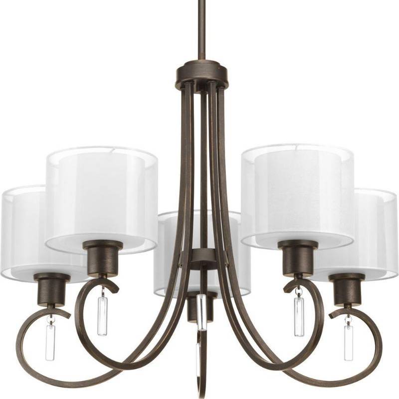 lot 227 image: Progress Lighting Invite Collection 5-Light Antique Bronze Chandelier P4696-20 And 2 Pendant Lights P5110-20