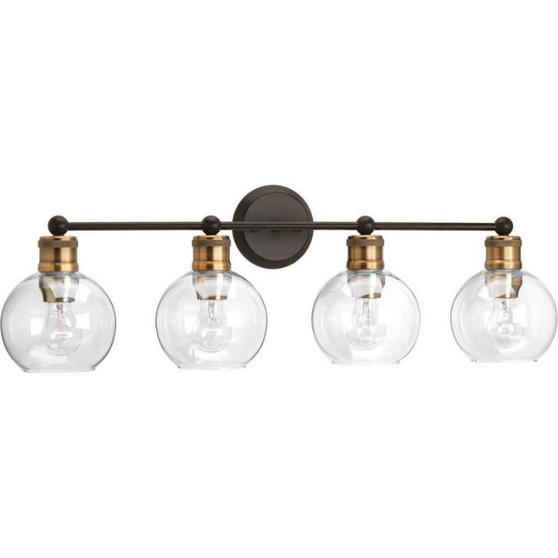 lot 233 image: Progress Lighting Hansford 4-Light 33.5-in Antique Bronze Vanity Light P300052-020
