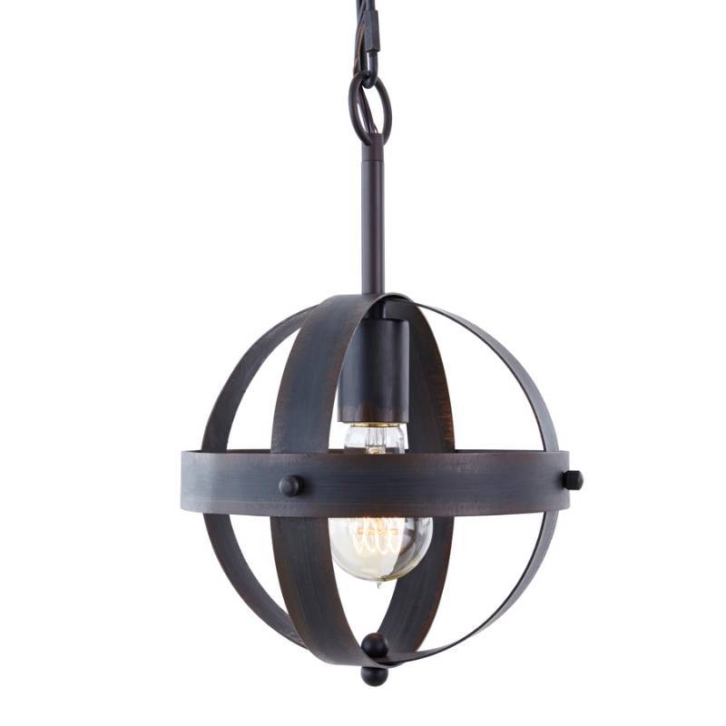 lot 235 image: allen  roth Crossburg Oil Rubbed Bronze Mini Industrial Orb Pendant 34807
