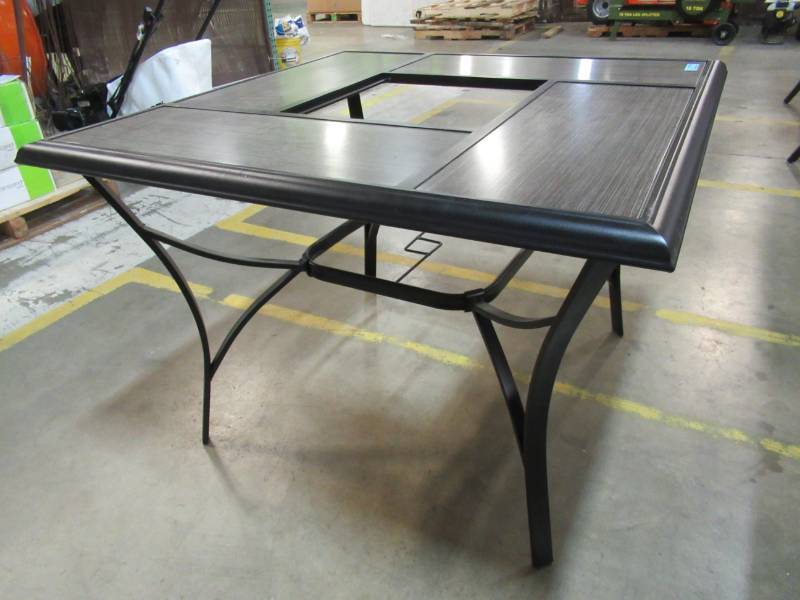 lot 200 image: Garden Treasures Skytop 42-in W x 42-in L Square Steel Dining Table - Missing Tile